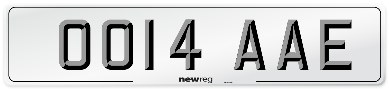 OO14 AAE Number Plate from New Reg